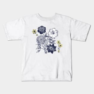 Vintage Blue flower fields Kids T-Shirt